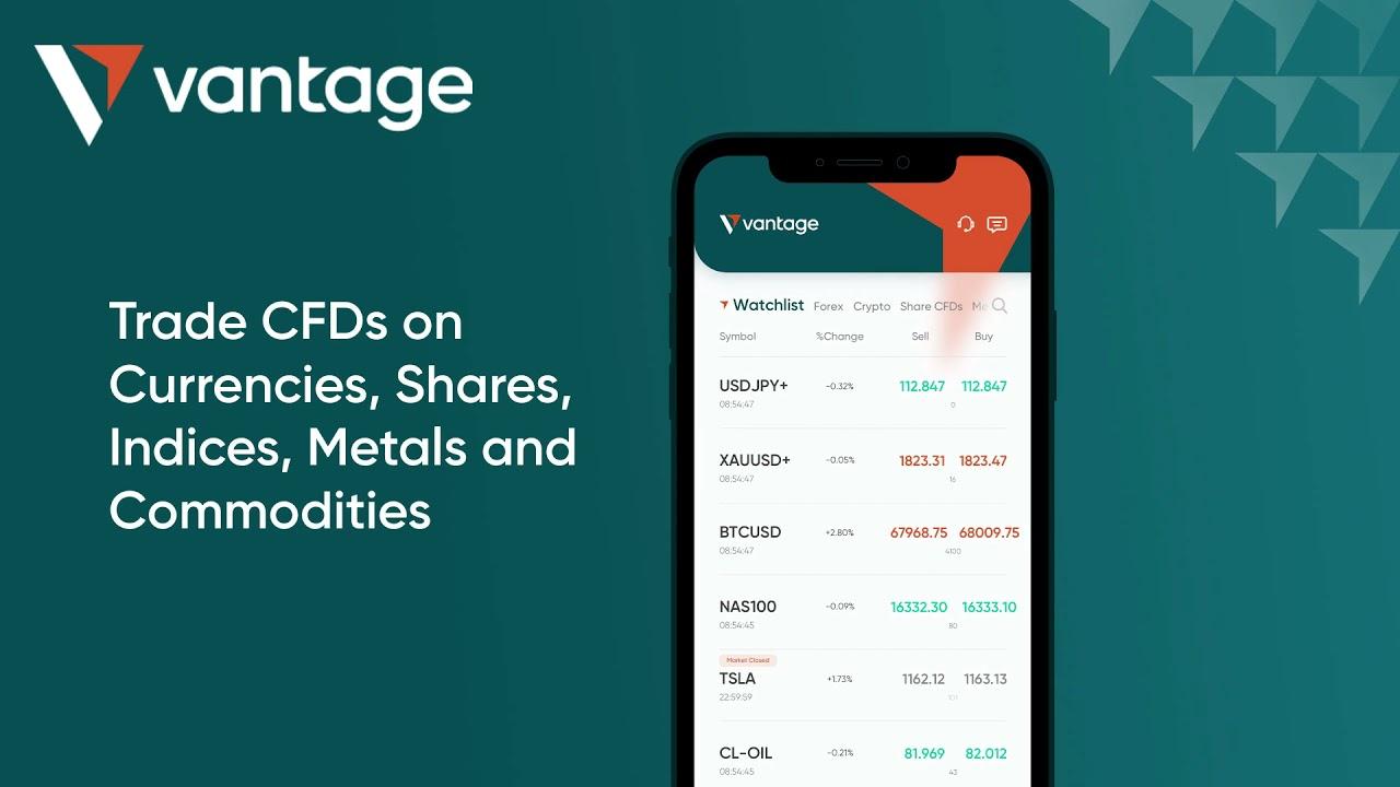 Vantage Markets website and mobile app preview