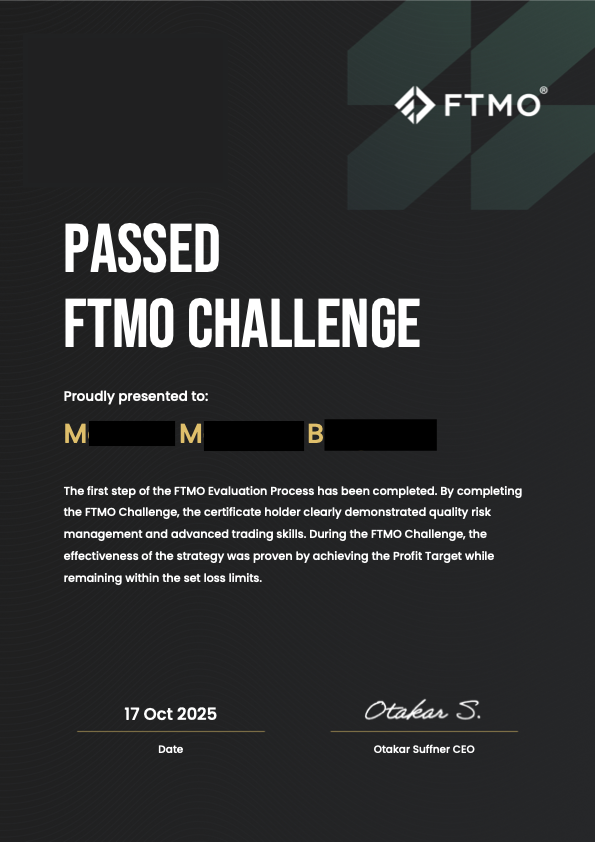 Passed FTMO Challenges proof 1 of 14