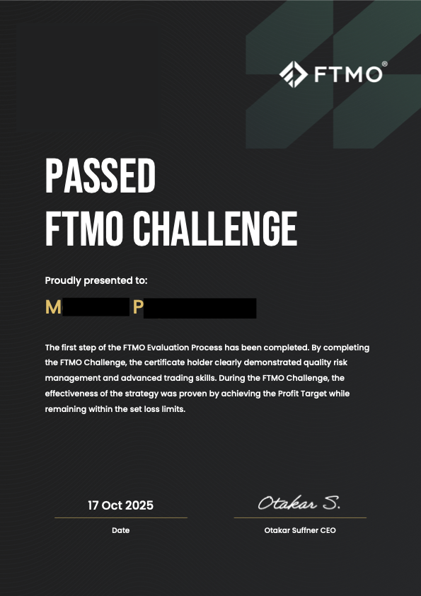 Passed FTMO Challenges proof 3 of 14