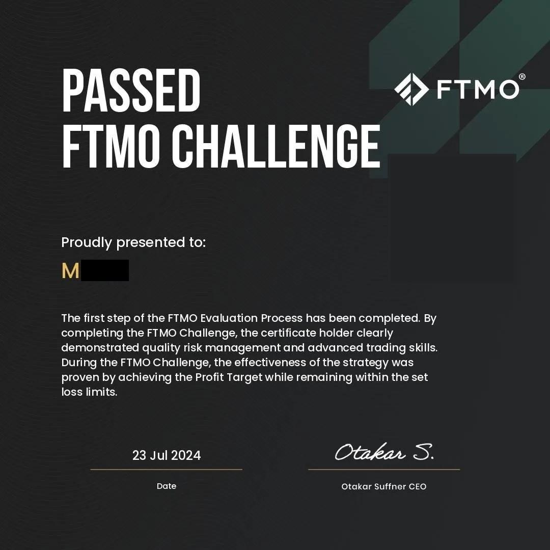 Passed FTMO Challenges proof 9 of 14