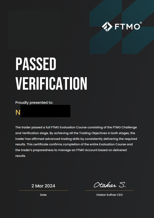 Passed FTMO Verifications proof 13 of 18