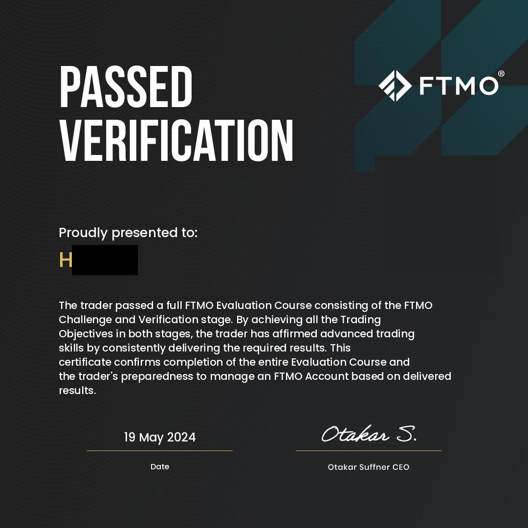 Passed FTMO Verifications proof 14 of 18
