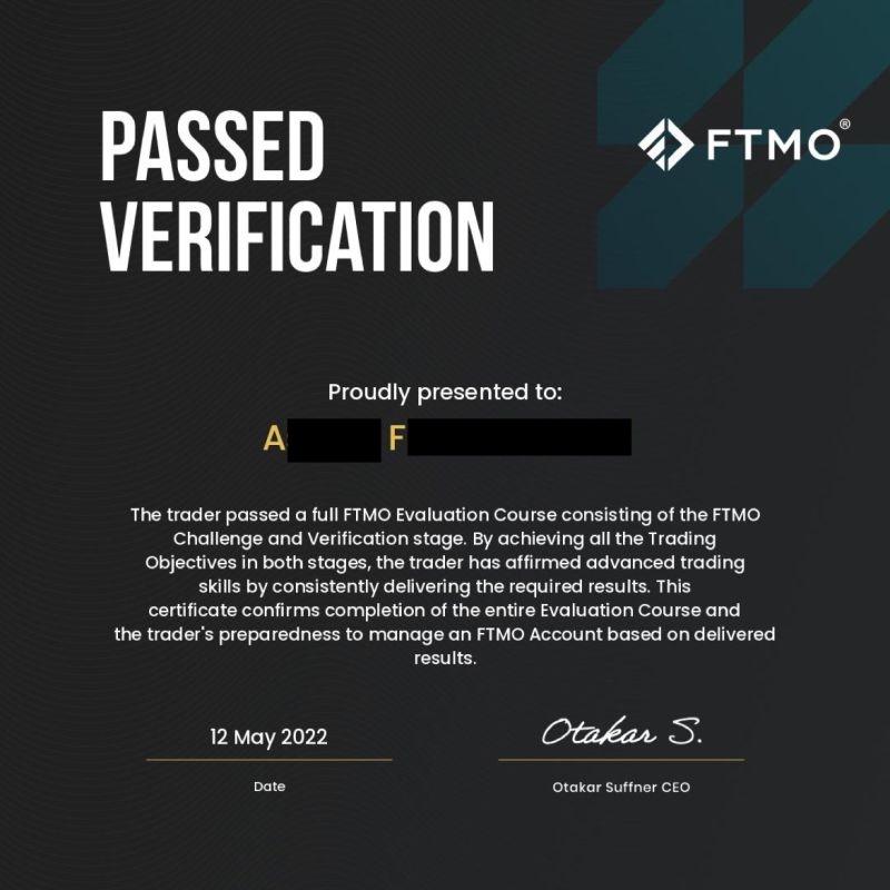 Passed FTMO Verifications proof 17 of 18