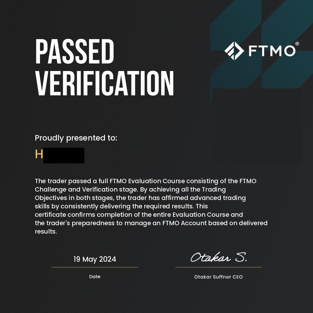 Passed FTMO Verifications proof 4 of 18