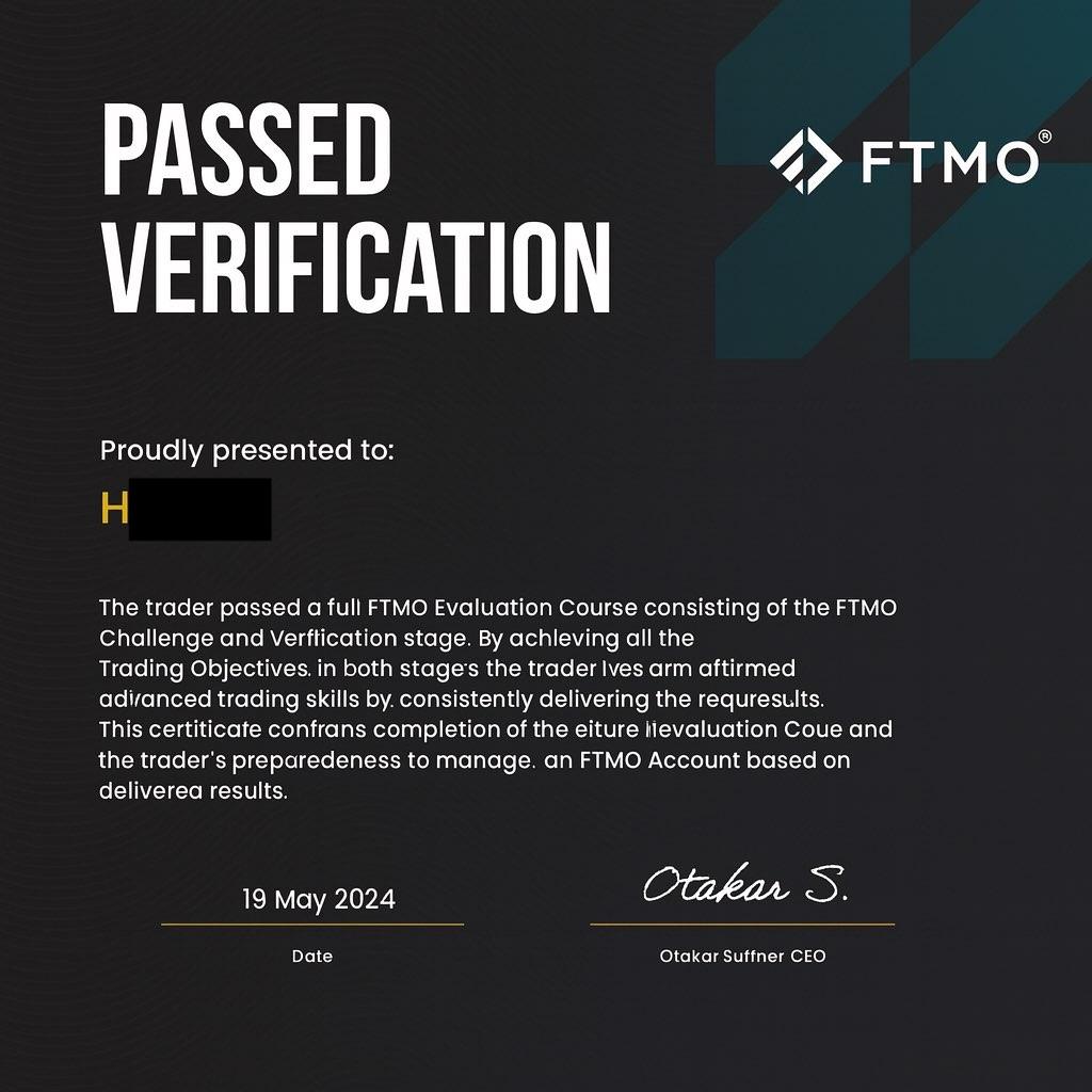 Passed FTMO Verifications proof 8 of 18